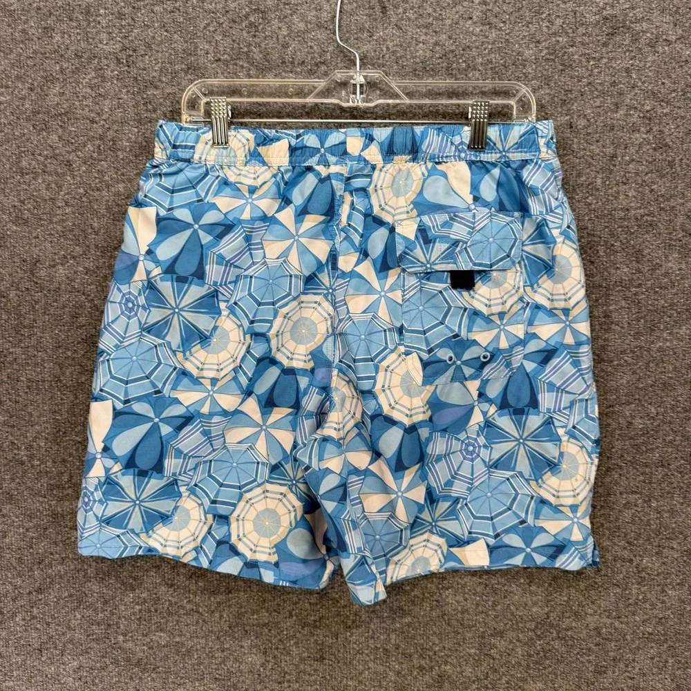 Vineyard Vines Blue & White Geometric Umbrella Print Swim Trunks